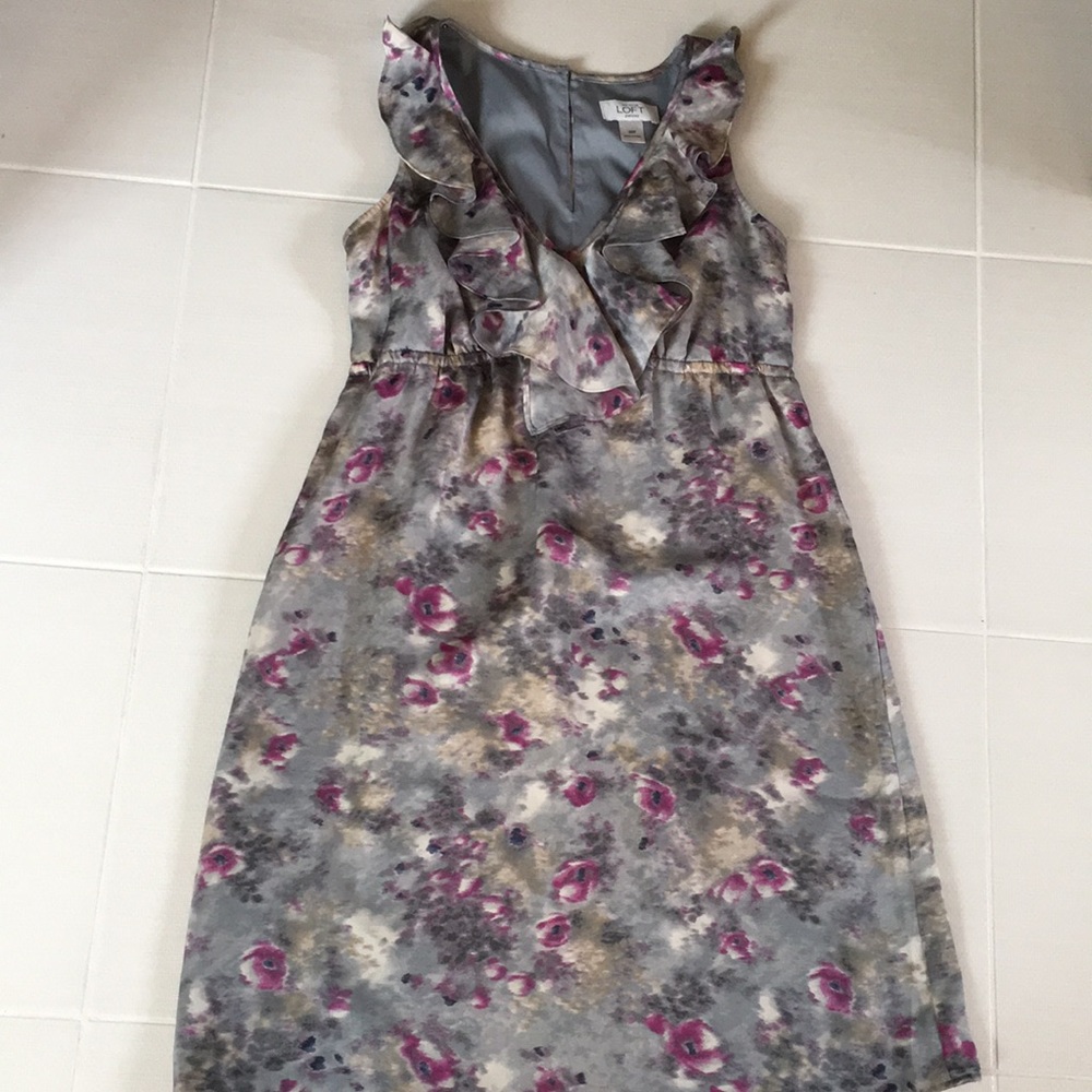 Loft ruffle v neck dress